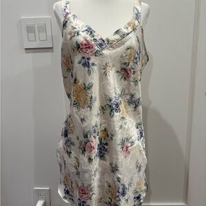 Vintage white floral silk slip dress!